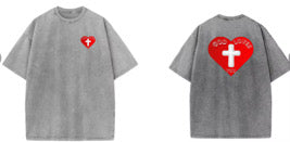 “God loves you” cross x heart T-shirt