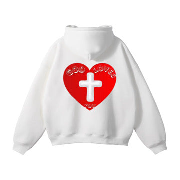 “God Loves You” heart x cross sweatshirt