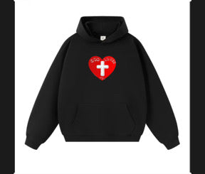 “God Loves You” heart x cross sweatshirt