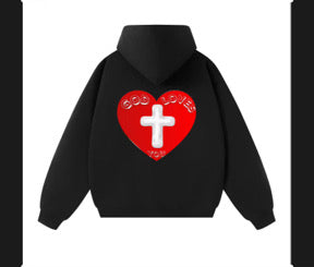 “God Loves You” heart x cross sweatshirt